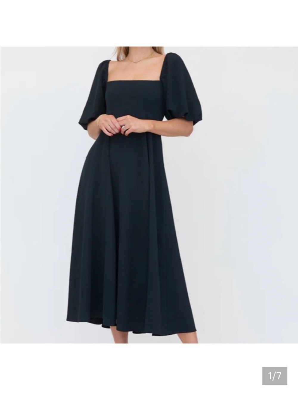 HILL HOUSE black Matilda short puff sleeve maxi dress